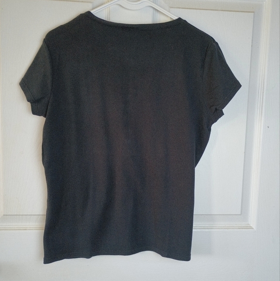 J Jill Cotton Tee Small Silk Trim Detail Black - Picture 3 of 8
